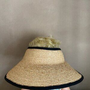 HELEN KAMINSKI MITA PACKABLE VISOR NATURAL with BLACK TRIM OS